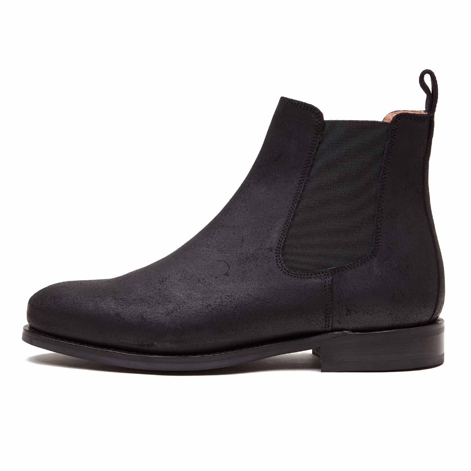 The Sanders: Chelsea Black Waxed Boots | Crownhill Shoes