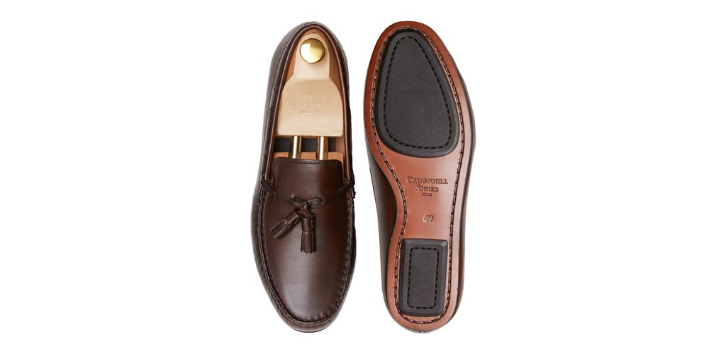The Rimini: Driver Couro Castanho tingido a mão&nbsp;Sola Mista | Crownhill Shoes