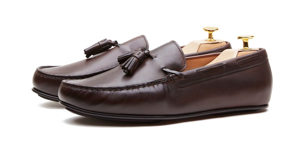 The Rimini: Driver Couro Castanho tingido a mão&nbsp;Sola Mista | Crownhill Shoes