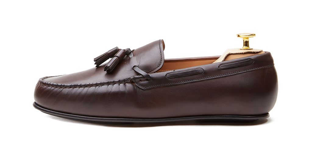 The Rimini: Driver Couro Castanho tingido a mão&nbsp;Sola Mista | Crownhill Shoes