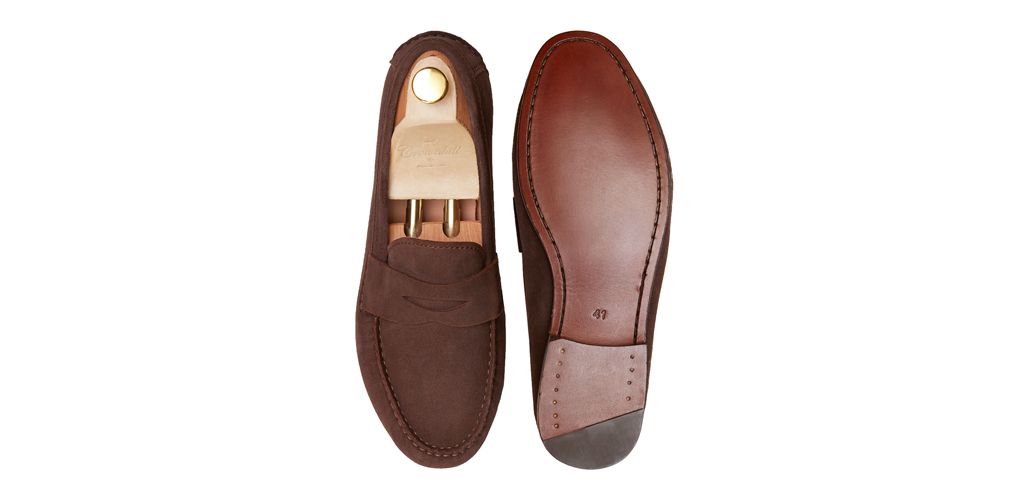 Loafer Penny, sapatos de camurça, sapato marrom escuro, loafer, máscara de sapato, sapatos confortáveis