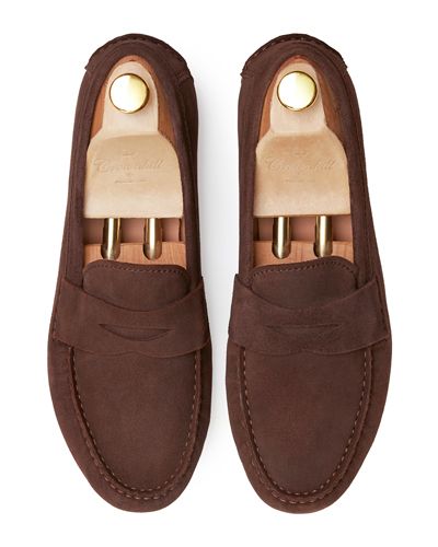 Penny loafer, suede shoes, dark brown shoe, loafer, shoe mask, diamond mask, comfortable shoes