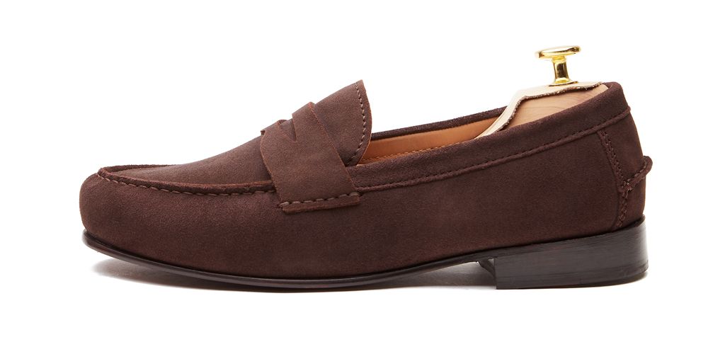 Loafer Penny, sapatos de camurça, sapato marrom escuro, loafer, máscara de sapato, sapatos confortáveis