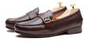 Loafers with side boucles. Comfortable brown leather moccasins for summer