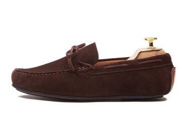 The Amalfi: Brown Calf Suede Driver Mixed Sole| Crownhill Shoes