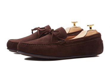 The Amalfi: Brown Calf Suede Driver Mixed Sole| Crownhill Shoes