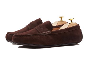 The Cerdena: Brown Calf Suede Driver | Mixed Sole | Crownhill Shoes