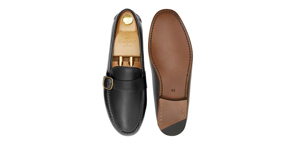 Loafers with side boucles. Comfortable brown leather moccasins for summer