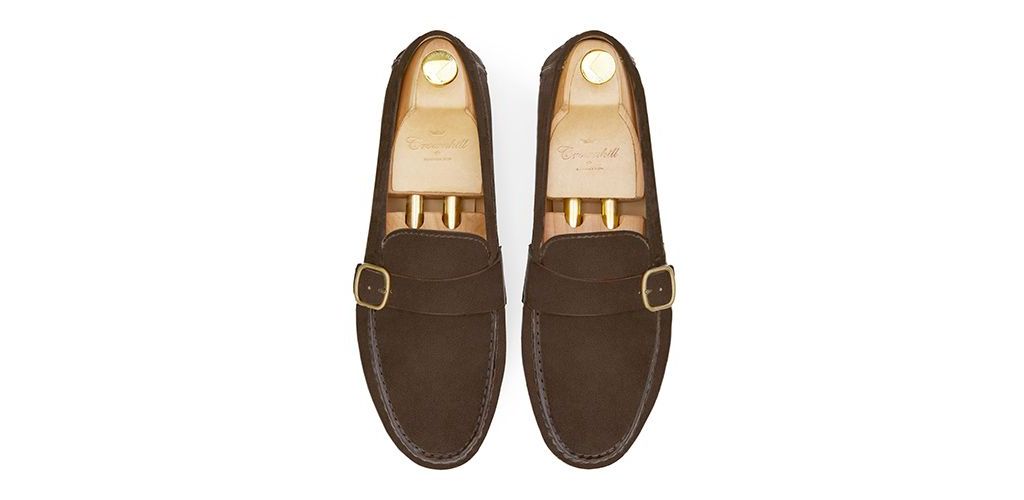 Loafers with side boucles. Comfortable brown leather moccasins for summer