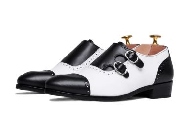 Scarpe doppia fibbie donne Monkstrap, delle donne scarpe in bianco e nero, scarpe durevoli