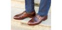 Zapato semi brogue marrón con hebilla plateada, zapato italiano 