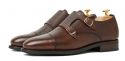 Duplo monk cinto sapatos, marrom escuro suede monges, cassual sapatos para homens