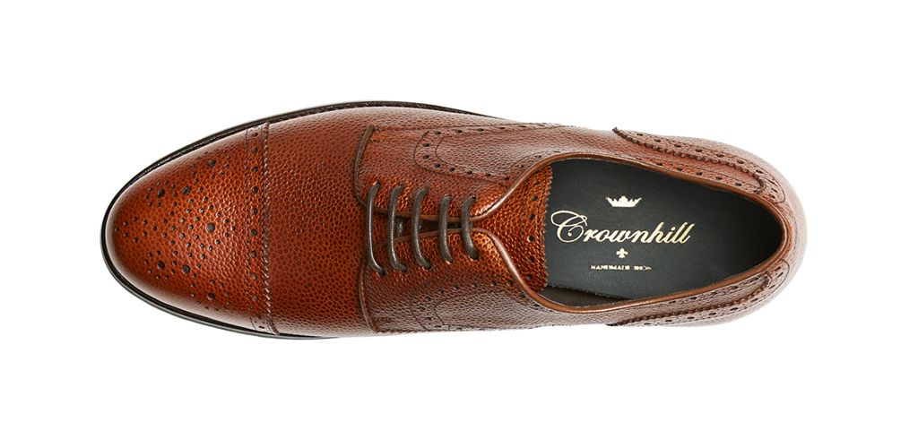Zapatos de golf en piel orange, zapatos blucher con brogueado en piel naranja, zapatos cómodos con aberturas