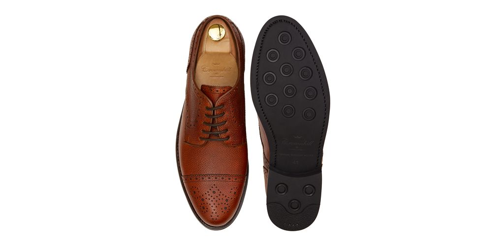 Zapatos de golf en piel orange, zapatos blucher con brogueado en piel naranja, zapatos cómodos con aberturas