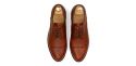 Golf shoes in orange leather, blucher shoes with brogues in orange leather, comfortable shoes with openings