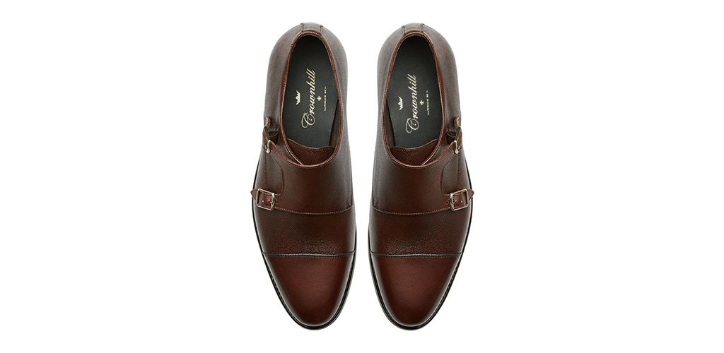 Zapato de dos hebillas de marrón chocolate, doble monkstrap marrón de ante