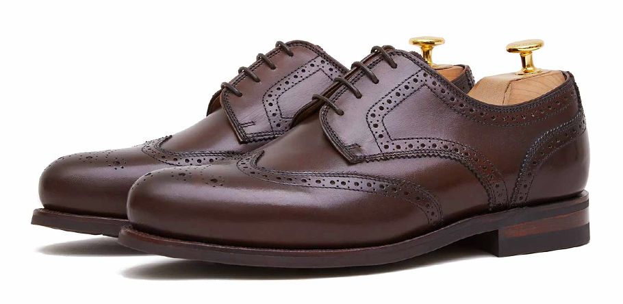 The New Berlin:Brown wing tip derby rubber sole shoe| Crownhill Shoes