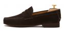 Mocasín penny, zapatos de ante, zapato marrón oscuro, zapato loafer, zapato con antifaz, zapatos confortables, antifaz de diamante