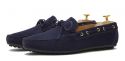 Suede driver shoes with a dark tone of blue. Comfortable shoe for summer