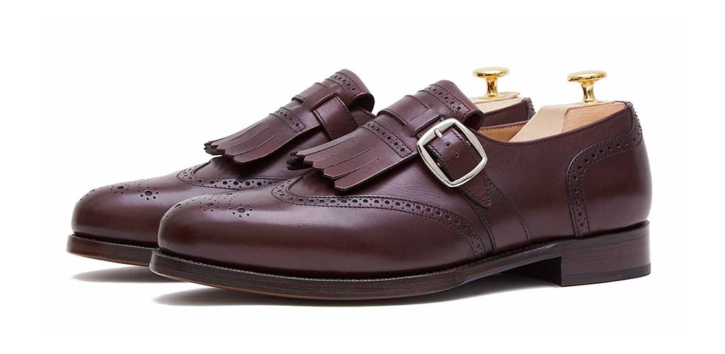 Bordo monaci punta accento ala, bordo scarpe da uomo