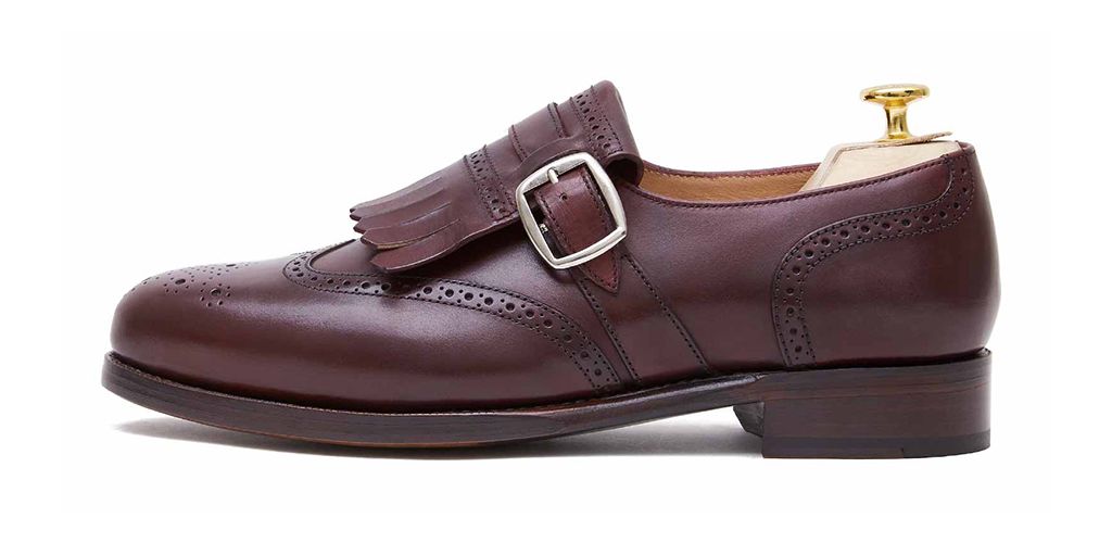 Bordo monaci punta accento ala, bordo scarpe da uomo