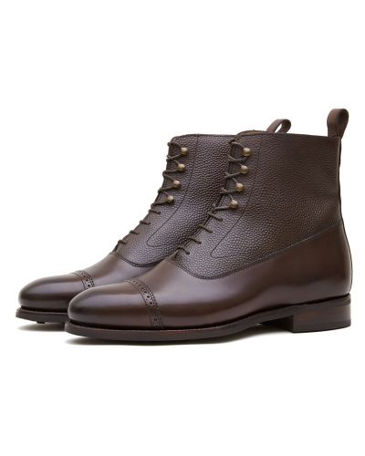 Botas de Oxford para os homens, botas Balmoral para homens, botas marrons escuros, botas confortáveis, botas perfeitas chuvia