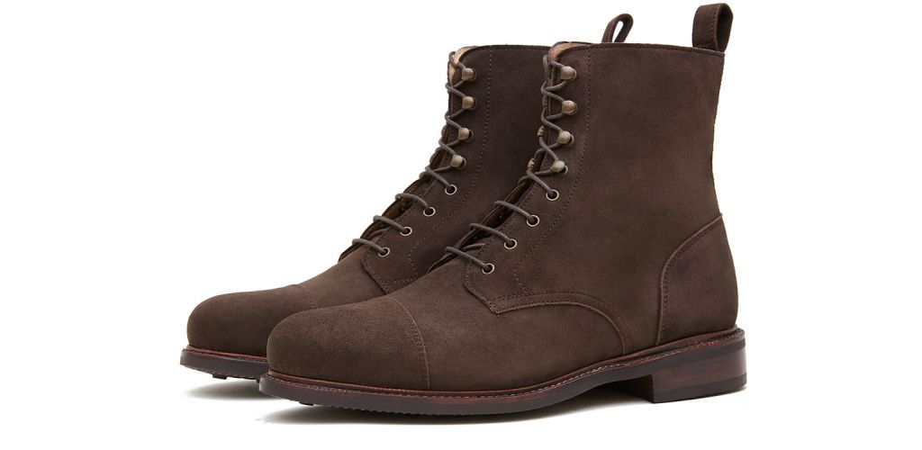 Botas derby pala cortada marrón, botas cordones con ganchos, botas marrones para hombre, botas balmoral