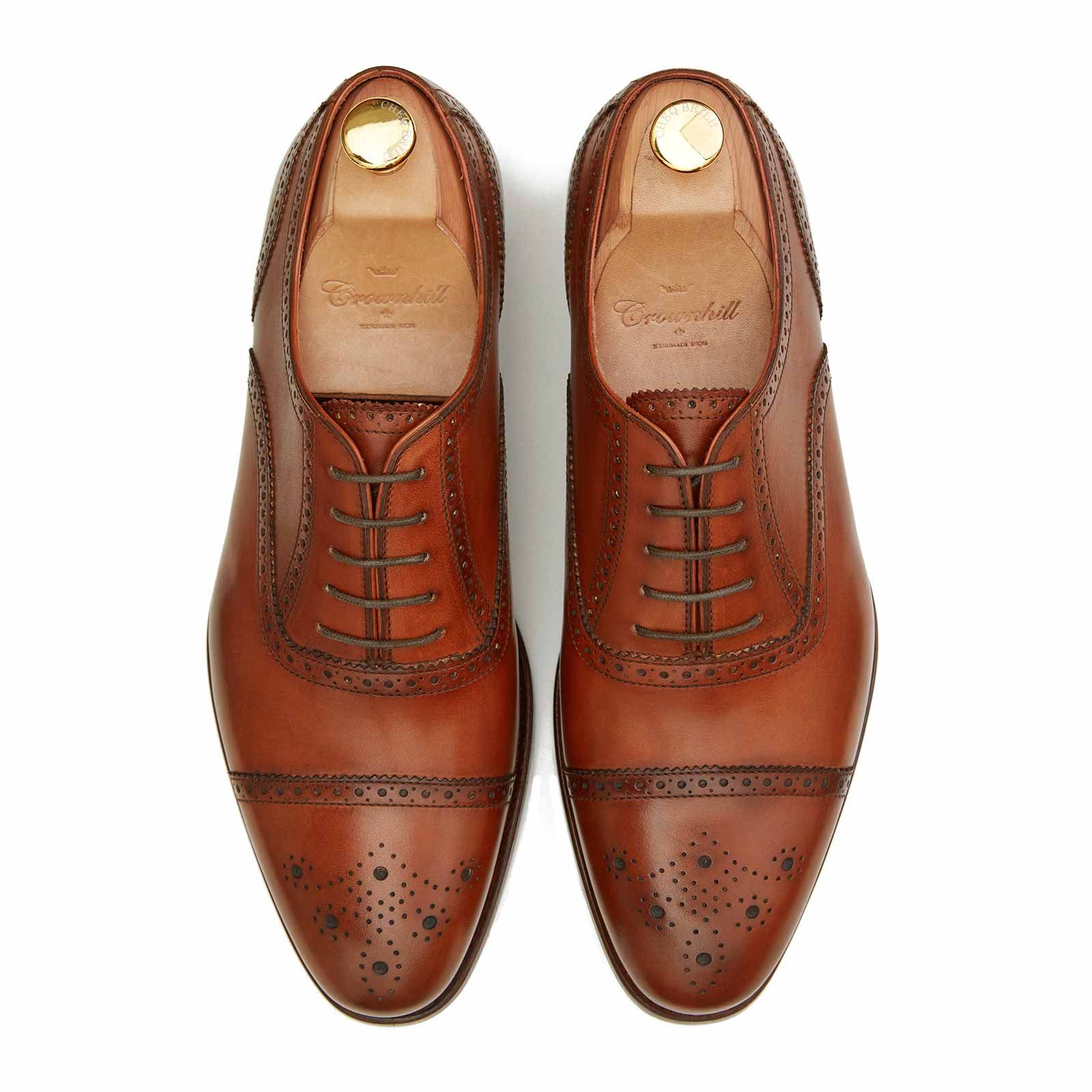 The Rio Cognac Brown Full Brogue Oxford Shoe Crownhill Shoes