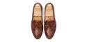 Mocassim na máscara de couro marrom, Homens de couro loafer