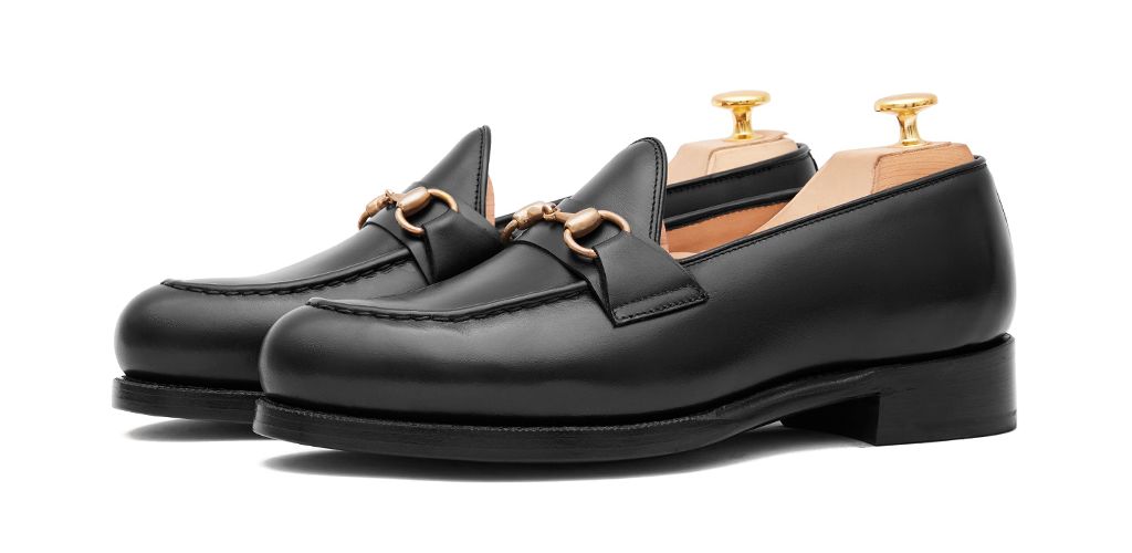 Mocasín de antifaz en piel negro, mocasín de piel para hombre