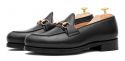 Mocasín de antifaz en piel negro, mocasín de piel para hombre