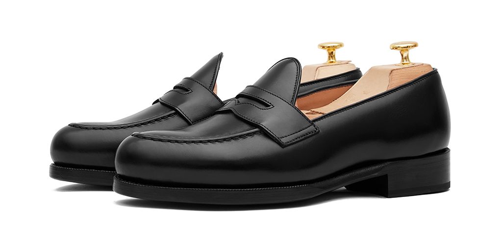 Mocasín de antifaz en piel negro, mocasín de piel para hombre