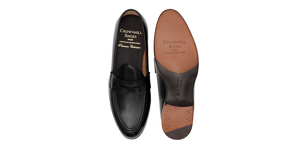 Mocasín de antifaz en piel negro, mocasín de piel para hombre
