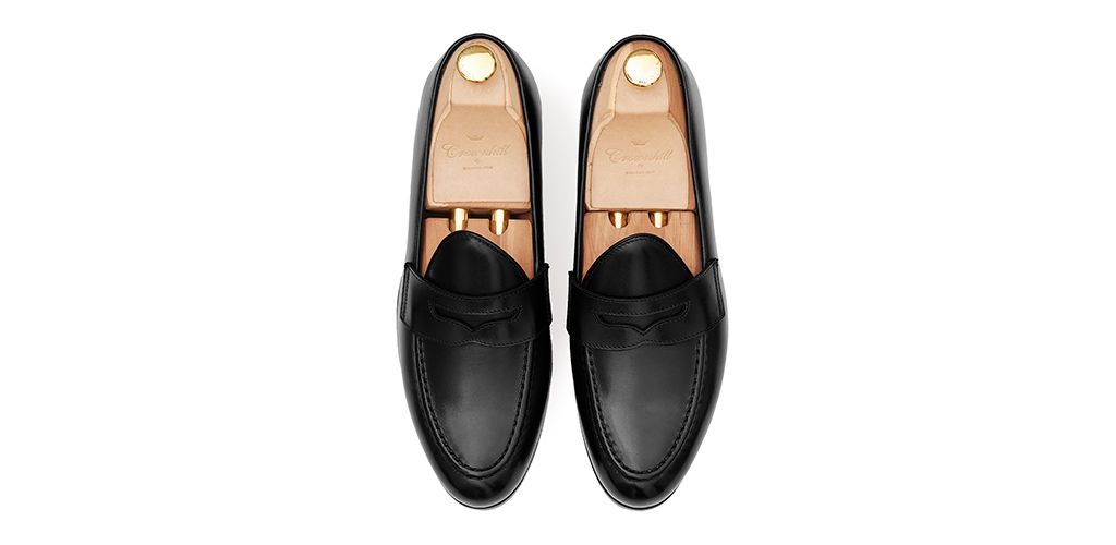 Mocasín de antifaz en piel negro, mocasín de piel para hombre
