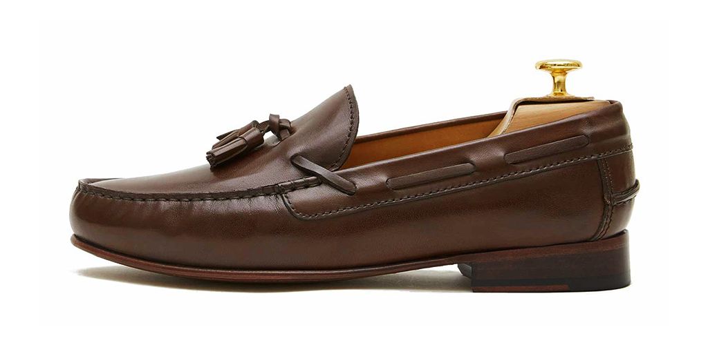 Mocassins pour hommes, chaussures de gland brun, mocassin brun foncé, chaussures noisette marron, chaussures marron Tassel, chaussures confortables, chaussures fabriqués en Espagne