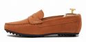 Moccasin shoe made with an eye mask quality to brown. comfortable shoe for summer