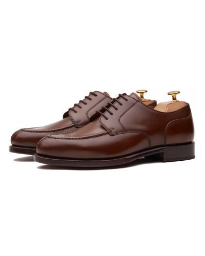 Zapato semi brogue marrón con hebilla plateada, zapatos de ante para hombre