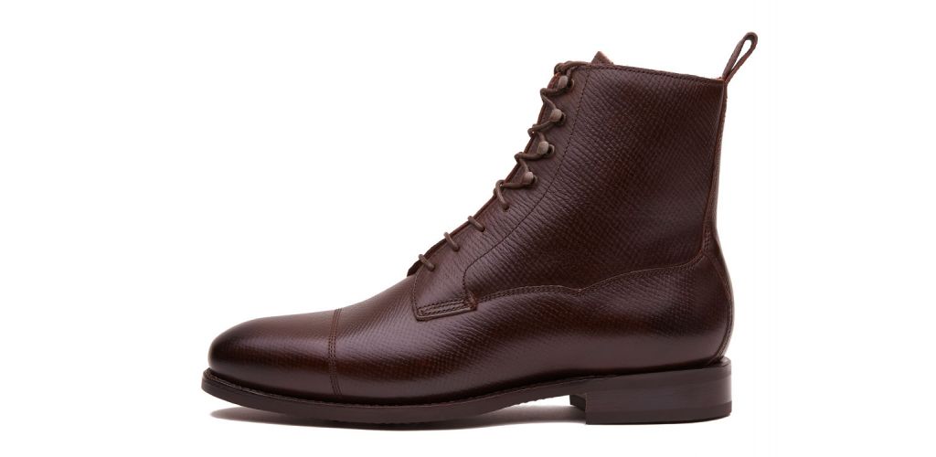 Bottes avec lacets cuir grain, bottes pour hommes en cuir brun chocolate, bottes confortables