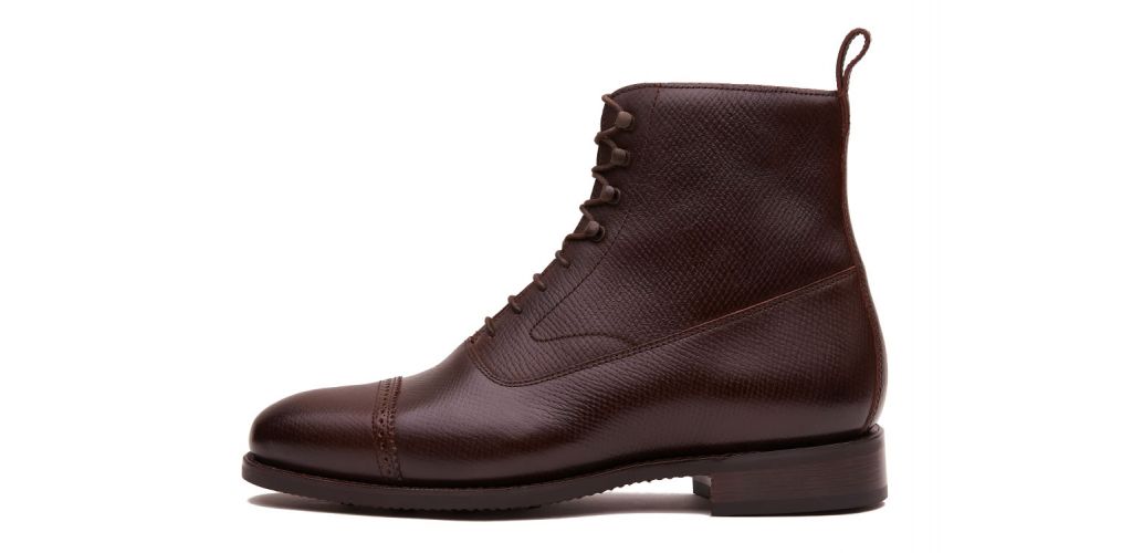 Botas balmoral de piel de color burdeos, botas de vestir, botas de estilo casual