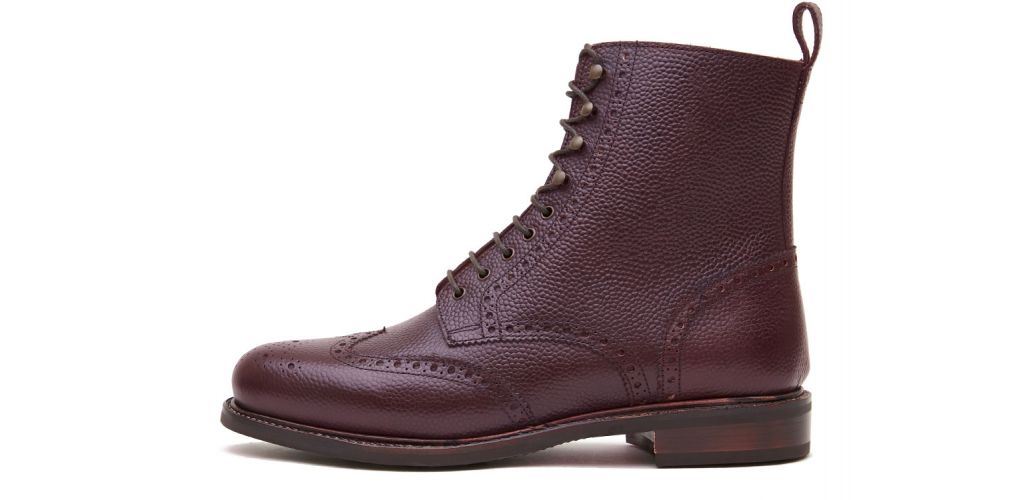 Derby bout d'aile bottes en cuir brun gaufré, bottes de cow-boy, bottes de moto, grain de scotch