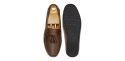 Driving shoe with a bow in dark brown shade. comfortable shoe for summer