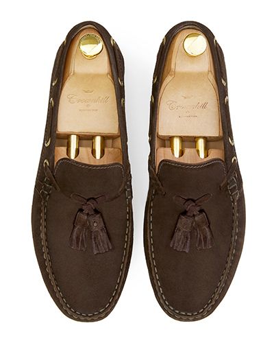 Zapato driver con borlas en ante marrón, zapatos cómodos, zapatos casuales, zapatos elegantes, zapatos para cualquier ocasión 