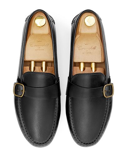 Loafers with side boucles. Comfortable brown leather moccasins for summer
