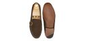 Loafers with side boucles. Comfortable brown leather moccasins for summer