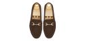 Loafers slip on buckle. Comfortable brown leather moccasins for summer