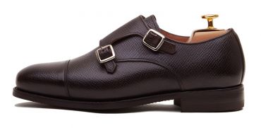 Zapato Monkstrap piel hatch grain, zapatos Monkstraps marrón para hombre, zapatos de vestir marron, zapatos originales, zapatos formales, zapatos para la oficina, zapatos para business