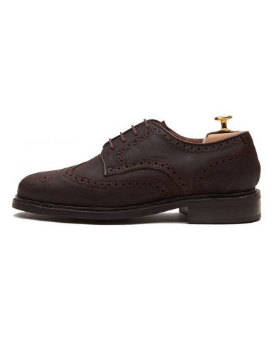 Zapatos Derby en piel encerada color marrón. Zapatos para hombre, cómodos y artesanos. Zapatos clásicos para ocasiones informales